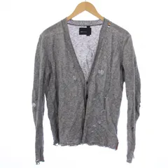 ディーゼルブラックゴールド DIESEL BLACK GOLD ニット カーディガン 長袖 Vネック ダメージ クラッシュ加工 ウール S グレー /BM