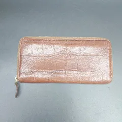 ◇ ΘΦ IL BISONTE イルビゾンテ 型押しラウンドファスナー 長財布 ブラウン メンズ レディース E  【1501160046680】