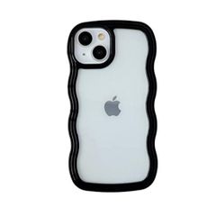 iPhone16 ケース クリア 16Pro 16ProMax 16Plus 波型 iPhone15 14 13 スマホ 携帯 アイフォン アイホン カバー おしゃれ かわいい 韓国 流行り 個性 背面 透明 指紋防止 ブラック337