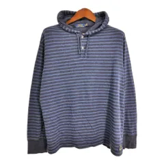 Polo by Ralph Lauren ポロ ラルフローレン ヘンリーネック ボーダー パーカー ネイビー (メンズ XL) 中古 古着 S2390