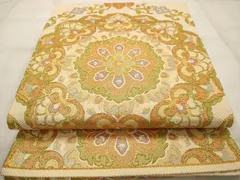 平和屋着物◎六通柄袋帯　正倉院花文　金糸　正絹　逸品　AAAU3219dt