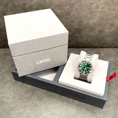 ▼【稼働品】ORIS/オリス アクイス デイト 0173377324157 自動巻き グリーン文字盤 ステンレススチール メンズ 腕時計 付属品あり S94504887141