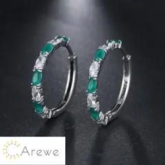 ストーン フープ ピアス ペリドット クリスタル　最高級ジルコニア　シンプル　エレガント　プレゼント