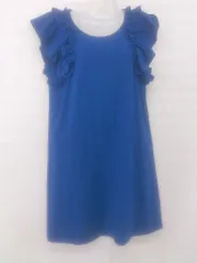 ◇ Ray BEAMS レイ ビームス フリル 無地 セレモニー 半袖 ミニ ワンピース サイズ1 ブルー系 レディース P  【1306100000438】