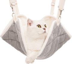 【特価セール】冬用ペットハンモック 猫はんもっく ケージ用 50ｘ45cm 7kgまで PEOPLE&PETS リバーシブル 長さ調節可能 取り付け簡単 洗える 綿入りキルト仕様 グレー