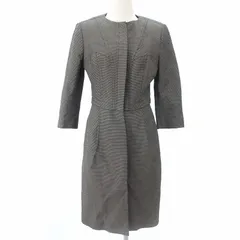 ダナキャランニューヨーク DKNY ノーカラーコート 薄手 スプリング フロントフック コットン混 グレー系 4 XS位のサムネイル