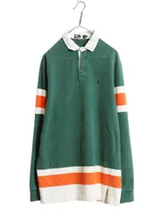 【お得なクーポン配布中!】 90s USA製 ポロ ラルフローレン 長袖 ラガーシャツ メンズ L / 古着 オールド ラグビー 長袖シャツ ボーダー ワンポイント ヘビーウェイト