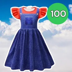 マリオ風ワンピースサイズ100テーマパークにおすすめ女の子キッズコスチュームコスプレ仮装可愛い任天堂