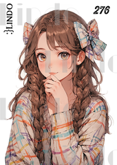 コラージュ素材　人物ステッカー　女の子　A6サイズ　5枚入り　シール　ノーカット　276