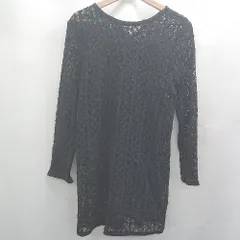 ◇ ⊂ BEAUTY & YOUTH UNITED ARROWS 透け感 コットン レース 長袖 ミニ ワンピース ブラック レディース E  【1505290027472】