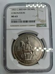 NGC鑑定 MS64　1953 イギリス エリザベス2世 戴冠記念 クラウン貨 NGC鑑定 MS64 1953 イギリス エリザベス2世 戴冠記念 クラウン貨