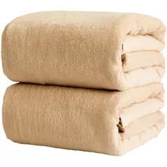 トランパラン 業務用バスタオル 200cm 大判バスタオル(ライトブラウン) 同色2枚セット 200×100cm