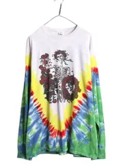 【お得なクーポン配布中!】 グレイトフルデッド イラスト プリント タイダイ 長袖 Tシャツ メンズ XL 程/ スカル ローズ バンド ロック ヘビーウェイト 大きいサイズ