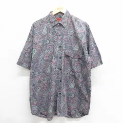 L/古着 半袖 シャツ メンズ 花柄 コットン 紫他 パープル 25jun18 中古 トップス