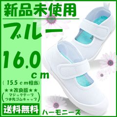 上履き ブルー キッズシューズ 16センチ テープ＆つま先改良 ハーモニーズ