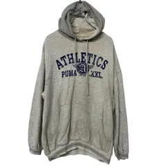 PUMA プリント スウェット パーカー プーマ M ライトグレー プルオーバー 裏起毛 スポーツ 古着卸 アメリカ仕入 a610-7484