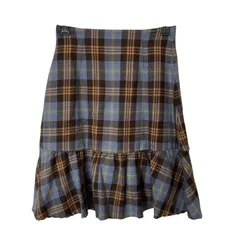 Z1511Rirandture リランドチュール チェック切り替えAラインスカート 裾フリル サイズ0