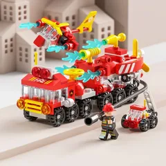 8732-4 消火作業消防車 ブロック 互換 キット 互換品 シティ 知育玩具 プレゼント ミニフィグ 全国送料無料　新品　未使用品 安い追跡なし(ゆうメール他) 