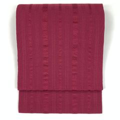リユース帯  名古屋帯 赤紫 ワインレッド 博多織 カジュアル 献上柄 平仕立て 未洗い MS989