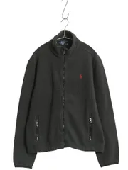 【お得なクーポン配布中!】 00s ポロ ラルフローレン フルジップ フリース ジャケット メンズ M / 古着 オールド ブルゾン ジャンパー ハイネック ワンポイント 黒 灰