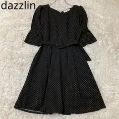 ダズリン　ドットワンピース　ブラック　レトロ　上品　カジュアル　高見え　ベルト　春夏秋物