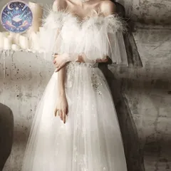 新品 未使用 花柄の美しいオフショルダーイブニングドレス パーティードレス