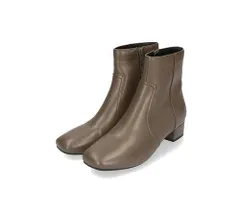 23.0~23.5 cm_GREY(23AW) [オリエンタルトラフィック] ショートブーツ ブーツ サイド切替 チャンキーヒール スクエアトゥ レディース 柔らかい GREY(23AW)