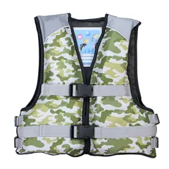 ライフジャケット 簡易ジュニアフローティングベスト FV-6161 子供用 釣り用 川遊び 水遊び用 こども用　ファインジャパン グリーン迷彩 M