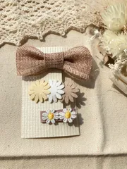 ベビーキッズ　くすみカラーヘアクリップ　お得３点セット