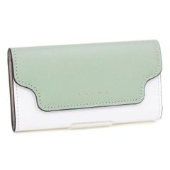★【MARNI / マルニ】キーケース SAFFIANO 鍵入れ ブルーグリーン×ホワイト×ライトベージュ(PCMO0017U1 LV520 Z120N TEAGREEN/LIMESTONE/LIGHTCAMEL) 23SS [新品] [訳あり]