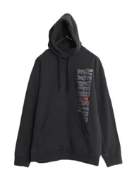 【お得なクーポン配布中!】 ノースフェイス プリント スウェット フード パーカー メンズ L 古着 The North Face トレーナー プルオーバー 裏起毛 アウトドア ブラック