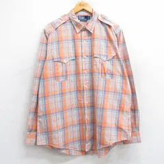 XL/古着 ラルフローレン 長袖 ブランド シャツ メンズ 90s TRIM MILITARY 大きいサイズ コットン オレンジ他 チェック 25jun11 中古 トップ