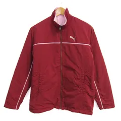 プーマ ブルゾン ジャケット リバーシブル 中綿 スポーツウエア アウター 赤 レディース Lサイズ レッド×ピンク PUMA 【中古】