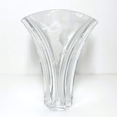 値下げ！Baccarat　バカラ　ギンコ　ベースS　フラワーベース　1792567　クリスタルガラス　インテリア小物　オブジェ　置物　水さし　花瓶　GINKGO　トーマ・バスティードデザイン　花瓶　18cm　銀杏の葉モチーフ　扇形　【中古】【K55461】