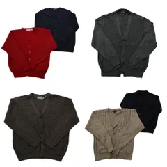 古着卸 まとめ売り 無地 カーディガン セーター 6枚セット (メンズ L ) ダークトーン パイピング アクリル 中古 古着 NC3299
