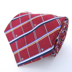 ディズニー ブランドネクタイ ミッキー ミニー チェック柄 小紋柄 PO メンズ ワインレッド Disney 【中古】