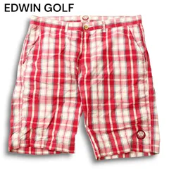 EDWIN GOLF エドウィン ゴルフ KF5904 ロゴワッペン ストレッチ★ チェック ショート パンツ Sz.XL メンズ 大きいサイズ