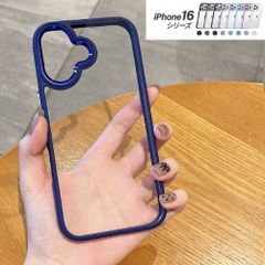 iPhone16 ケース iPhone16Pro iPhone16ProMax iPhone16Plus アイホン アイフォン 携帯 スマホ ケース カバー クリア 高級感 光沢フレーム かわいい 推し活 ネイビーブルー 335