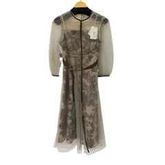 レジャ Leja チュールパイピングリーフベルトAラインワンピースドレス レディース import：M 