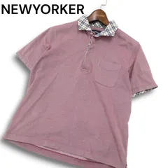 NEWYORKER ニューヨーカー 春夏★ 襟チェック 半袖 ポロシャツ Sz.M メンズのサムネイル