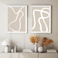 2枚セット 抽象画 ポスター 21×30cm ベージュ ホワイト ナチュラル