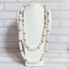 ネックレス　シルバー　silver　パール　丸　２連　ラウンド　アンティーク　ヴィンテージ　EL-0472