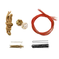 【在庫処分】浴衣 ヘアアクセサリー ヘアアクセサリー 金箔ヘア 七五三 金 袴 ゴールド 振袖 成人式前撮り 卒業式 振袖 セット 着物 ピン 和装 金箔 卒業式 紐 結婚式 水引 花嫁 髪飾り ヘッドパーツ 成人式 (赤金) [OTAKUMARKET]