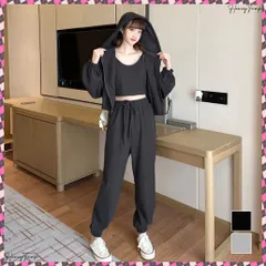 送料無料 スウェット 3点セット レディース韓国 おしゃれ ジャージセットアップ フード付き リラックスウエア 上下セット ジップアップパーカーセット 秋服 部屋着 スポーツウェア春秋 ジョギングウェア カジュアル 運動服