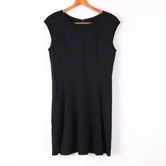 アンタイトル ノースリーブワンピース 無地 ラウンドネック フレア ひざ上丈 日本製 ストレッチ レディース 2サイズ ネイビー UNTITLED 【中古】