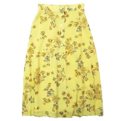 ヴィンテージ ミスクロエ Vintage miss chloe 花柄 フラワープリント ロング フレア スカート マキシ丈 フロントボタン オールド ビンテージ ボトムス サイズ40 M イエロー 黄色 レディース