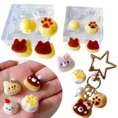 スイーツデコ デコ レジン アクセサリー ミニチュアスイーツ キーホルダー タコ【2個セット】動物 シリコン うさぎ モールド 手作り くま 樹脂 スイーツ 粘土 肉球 シリコン型 型 プリン ハンドメイド シリコンモールド 鏡面 Evergarden 仕上げ