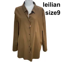 ◆ レリアン leilian トップス シャツ ブラウス ブラウン コットン 9号 M レディース H5X022