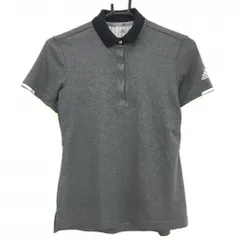 【美品】アディダス 半袖ポロシャツ 杢ダークグレー シリコンロゴ CLIMACHILL レディース M ゴルフウェア adidas