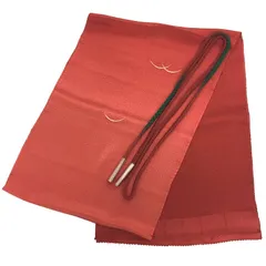 京やQ685 正絹 和装小物2点セット 帯揚げ帯締めセット ちりめん 芝草文様 変わり組紐 フォーマル〜カジュアルまでOK えんじ色 赤 美品